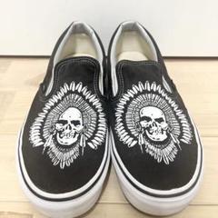Vans スカル　バンズ　スリッポン ブラック