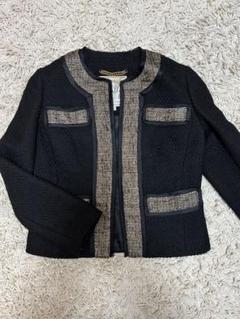 美品　Milly ミリー　ツイード　ジャケット　ブラック　2トーンカラー MILLY ミリー ツイードノーカラージャケット 2 - メルカリ