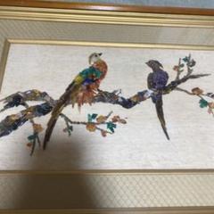 昭和レトロ 鳥 宝石画 貴石画 ストーンアート 絵画 美術 芸術 額縁 額装 Amazon.co.jp: 昭和レトロ 貴石画 天然石絵画 宝石画 木製