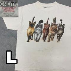 7WD187 90s vintage アニマルtシャツ 猫　キャット　後ろ姿