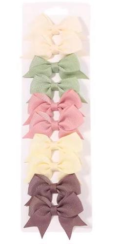 10ピース/セット 新かわいい ソリッドリボン ちょう結び ヘアクリップ