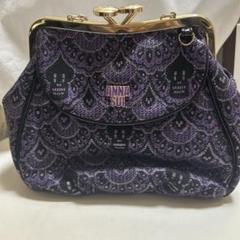 ANNA SUI 紫 スカル柄 パーティーバッグ がま口