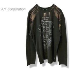 【A/F Corporation】プリントTシャツ カットソー クルーネック 黒