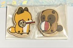 タヌキとキツネ ちびっこの冒険 クリップ付きウッドバッジ アニメイト限定