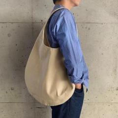 新品 コットン 麻ベージュ オーバル ワンショルダーバッグ OVBE1L