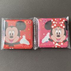 ディズニー　スクエア缶バッジ　ミッキー　ミニー