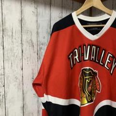 NHL TRI-VALLEY ゲームシャツ　ホッケー　ロゴ刺繍　プリント　古着