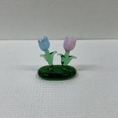 ガラス細工　チューリップ　ペア（水色/ピンク）