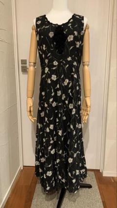 non non dorl 黒 ロングスカート 花柄 フリーサイズ ノンノドール non non dorl 入手困難 セットアップ 花柄 レース パッチワーク