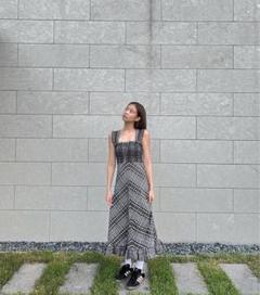 新品タグ付き　GANNIガニー　チェック　プリーツ　ワンピース　ロング GANNI ガニー ワンピース チェック柄