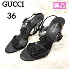 美品　GUCCI グッチ ミュール サンダル 靴 黒 サイズ38C GUCCI 特価セール グッチ 靴 レディース サンダル アウトレット