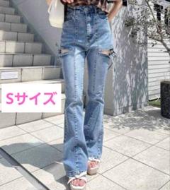 ingni サイドリボンカットアウトフレアデニムパンツ INGNI（イング）の「【WEB限定】サイドリボンカットアウトフレア