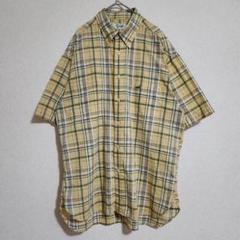 【Crocodile】（L）タータンチェック柄ボタンダウン半袖シャツ/カジュアル