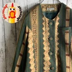 【セットアップ】VINTAGE 古着 スカート スーツ 緑 昭和レトロ ★1点物