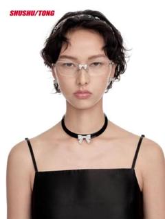 美品 YVMIN イヴミン aespa カリナ クリスタル リムレス サングラス