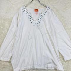 hesrts of plam Vネック長袖Tシャツ ビーズ装飾 XL 32-32