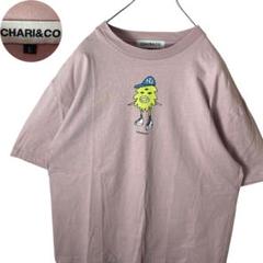 CHARI&COチャリアンドコー淡いピンク×キャラクタープリントTシャツゆったり