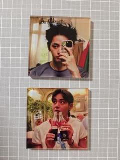 【除隊記念】BTS V テテ　テヒョン　ガラスマグネット　4個セット New】BTS テテ テヒョン V 写真集 Reve マグネット 4枚セット