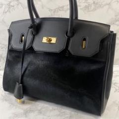 ほぼ未使用品INGEBORG インゲボルグ ハラコ×本革 レザー ハンドバッグ