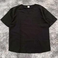 【美品✨】黒 半袖カットソー ブラウス ポケット付き L 大きいサイズ