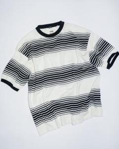 nanamica ナナミカ ストライプ クルーネック ニット Tシャツ L