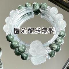 水晶の蛇&セラフィナイト&ホワイトラブラドライト　ブレスレット　内径約16cm