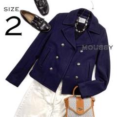 BLACK BY MOUSSYマウジー日本製ウール製ショート丈ピーコートM紺