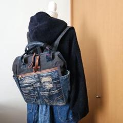 期間限定価格商品 1点物】デニムリメイク リュック くすみカラー ペットボトル バッグ