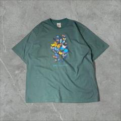 00s USA製 Alore シングル 蝶 バタフライ Tシャツ XXL 緑