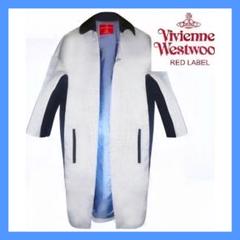 【１着でも送料無料】 レアモデルViviennewestwoodバイカラーコートシルバー ホワイト ジャケット・アウター