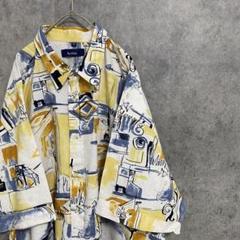 00s 半袖　柄シャツ　メンズ　アート　オーバーサイズ　古着　個性派