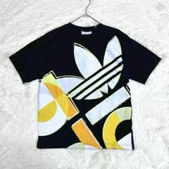 激レア アディダス Tシャツ M ビッグロゴ 手書き風 ド派手 ワンポイント 黒