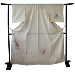 2375 訪問着 紺色 花柄 身丈160㌢裄70㌢ 正絹
