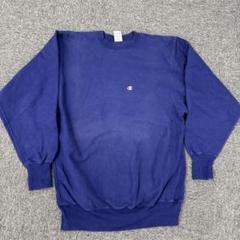 希少90's Ford リバースウィーブ 型　パーカー　刺繍ロゴ　フェードナス紺 USA製 90s Champion R/W Line Rib Sweat Hoodie 紺 L 刺繍タグ