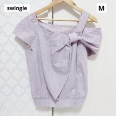 【 新品タグ付き 】swingle スウィングル 半袖 リボン ブラウス M