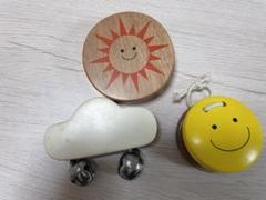 【中古品】子どものおもちゃ　カスタネット、マラカス、鈴　木のおもちゃ