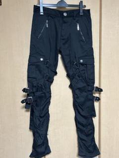K.U.I メンズ パンク V系 ロック 黒ボンテージ カーゴ パンツ L K.U.I メンズ パンク V系 ロック 黒ボンテージ カーゴ パンツ L