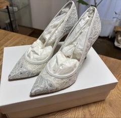 極美品ブライダル向けダイアナ☆7㎝台チュールパンプス23.5㎝ 極美品ブライダル向けダイアナ☆7㎝台チュールパンプス23.5