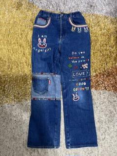 ANGEL BLUE 刺繍デニムパンツ S(140)綿100%