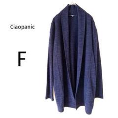 Ciaopanic 長袖カーディガン 丈長 ボタンロス 無地 秋冬 ネイビー F