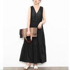 レビュー高評価のおせち贈り物 アダムエロペ ROPE コットンシルク ティアードノースリーブ ワンピース