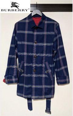 【BURBERRY】ステンカラーコート/総柄/チェック/ベルト/ロゴ/美品
