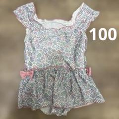 conoco　女の子　花柄ワンピース水着　100
