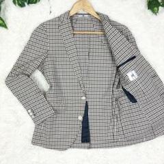 美品　スーツセレクト　シアサッカー　ギンガムチェック　サマージャケット　S