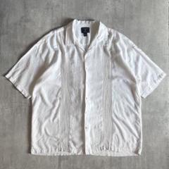 【90s vintage】リネン×レーヨン　開襟シャツ　レーヨンシャツ　50s