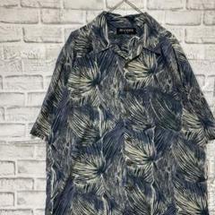 半袖シルクシャツ！アロハ　ネイビーL 3