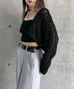 クロップド 長袖 PAGE BOY スパンコールメッシュカーディガン