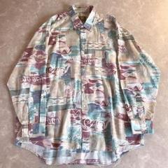 used レトロ アート 総柄 シャツ 古着 ヴィンテージ vintage