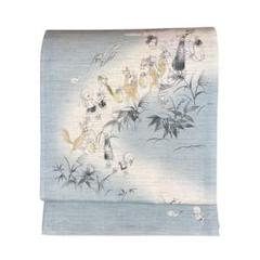 新品 WA・KKA 麻 京袋帯 061 なんかようかい？ 薄あさぎ 妖怪