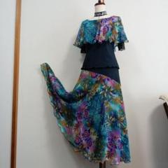 ハンドメイド　シフォン　社交ダンス　セットアップ　ドレス